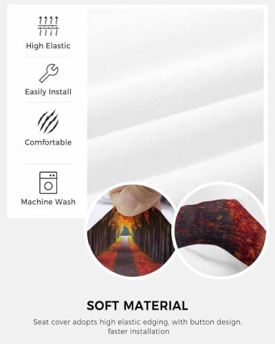 Savannan Office Chair Cover, Autumn Natural Path Scenery Protective Stretch Elastic Universal Cover for Desk Task Chair,Computer Rotating Chair 1 Pcs Thanksgiving Fall Maple Leaves
