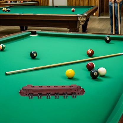 POPETPOP 2 Sets Wall Mounted Wooden Pool Stick Rack 6-hole Billiard Cue Organizer Stand Burgundy for Home Bar Snooker Cue Display Holder