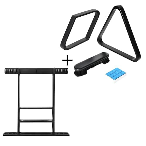 Billiards Essentials Bundle - Cue Stick Holder Wall Mounted and Pool Ball Rack Set