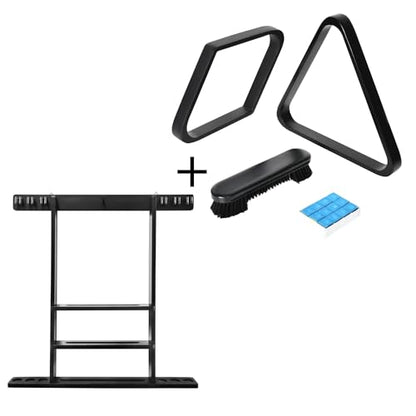 Billiards Essentials Bundle - Cue Stick Holder Wall Mounted and Pool Ball Rack Set