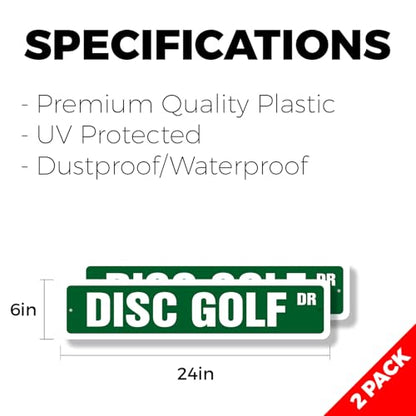 DISC GOLF Classic Street Sign (2 Pack) targets baskets bags team coach Road Sign | 6" X 24" Plastic Address Sign - color: Premium Plastic Sign, size: 6 inch X 24 inch