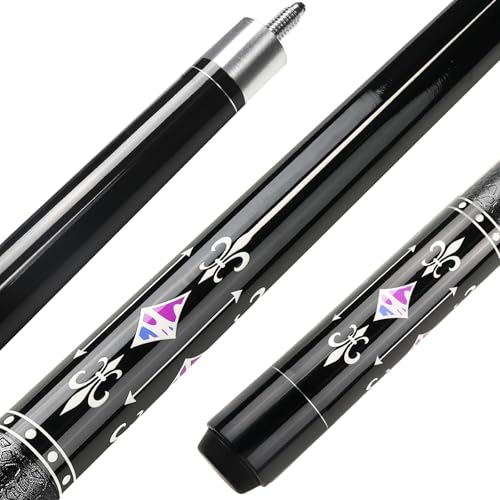 Pool Cue, 58" Pool Cue Sticks for Adults with 13MM Tips Canadian Maple Wood Leather Pattern Grip 18 19 20 21 oz, Professional Billiard Cues Players for Bar House Pool Table Sports 8/9 Ball - style: Black 21oz