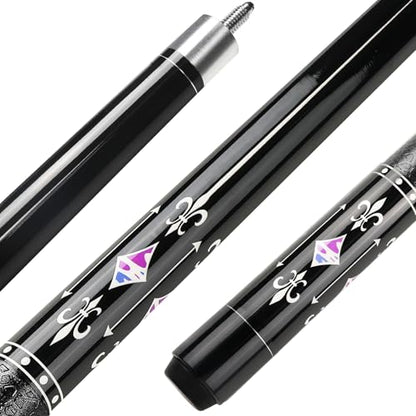 Pool Cue, 58" Pool Cue Sticks for Adults with 13MM Tips Canadian Maple Wood Leather Pattern Grip 18 19 20 21 oz, Professional Billiard Cues Players for Bar House Pool Table Sports 8/9 Ball - style: Black 21oz