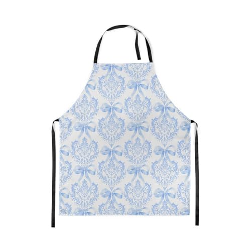 Manfei Blue Bowknot Kids Kitchen Apron - color: Blue