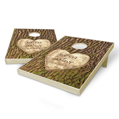 Customized Solid Wood Tailgate Cornhole Set 3 Feet x 2 Feet Includes Set of 8 Bags and Carrying Case with Optional Scorekeeper and Lamination