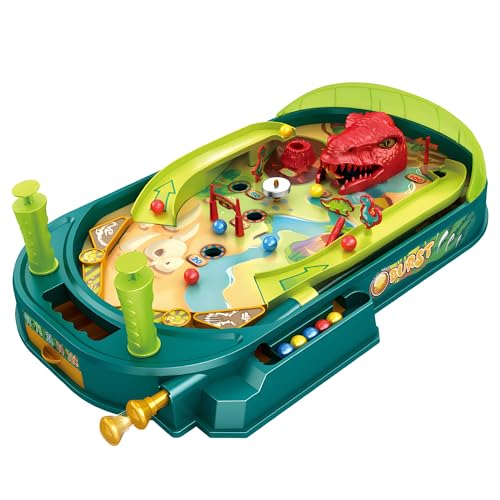 Dino Pinball Machine — Tabletop Arcade Game with Obstacles, Pull-Rod Launcher, Flippers, Dinosaur Targets & Scoring Zones, 1-2 Player Mini Pinball for Kids Ages 3+ - style: Dino Pinball