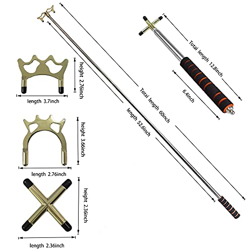 Sarybei Retractable Pool Bridge Billiards Cue Stick Bridge - with 3 Pieces Removable Brass Bridge Head - Billiards Pool Cue Accessory for Pool Table Pool Game Pool Competition