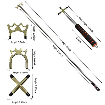 Sarybei Retractable Pool Bridge Billiards Cue Stick Bridge - with 3 Pieces Removable Brass Bridge Head - Billiards Pool Cue Accessory for Pool Table Pool Game Pool Competition