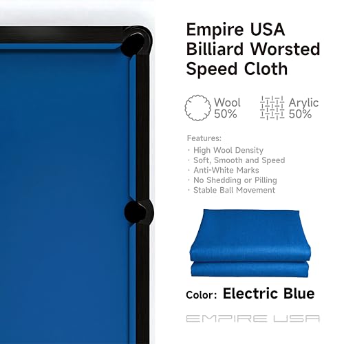 Empire USA - Billiard Worsted Speed Cloth（Felt） 7/8/9 FT - color: Electric Blue, size: 8ft