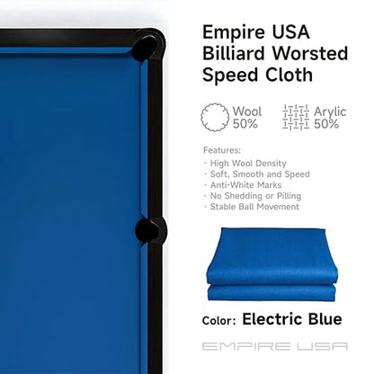 Empire USA - Billiard Worsted Speed Cloth（Felt） 7/8/9 FT - color: Electric Blue, size: 7ft