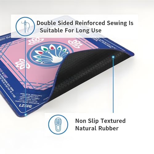 Mahjong Mat 33"x33" - Non-Slip Noise Reduction Gaming Mat with Beginner Rules for American Mahjong, Chinoiserie Peacock & Lotus Artwork Waterproof Surface with Carry Bag for Game Nights, Gift (Blue) - color: Blue-1