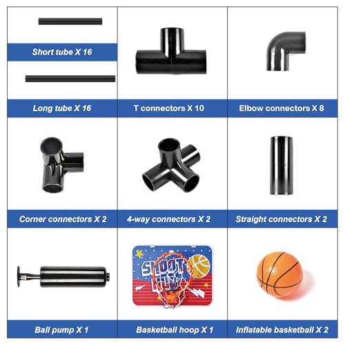Single Shot Indoor Basketball Arcade Game, Foldable Basketball Hoop Stand with 2 Mini Balls & Pump for Family Indoor Play