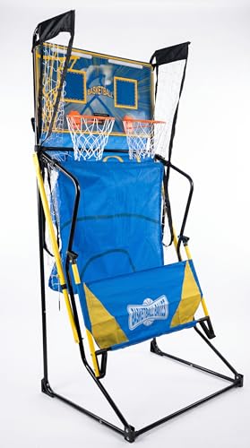 Foldable Indoor Basketball Arcade Game for Kids Teens Home (Blue) | Basketball Shooting Machine, Dual Shot 2 Player with LED Electronic Scorer 4 Balls & Pump for Adults Family Indoor Fun