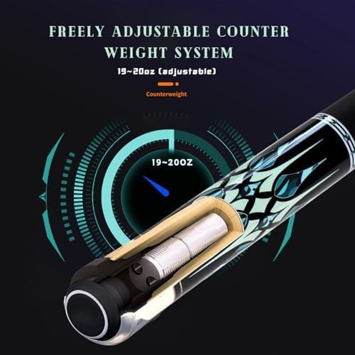 58" 19-20oz 2-Piece Carbon Pool Cue Stick 12.5mm Tip Billiard Carbon Fiber Clue, Billiard Supplies 1/2 Joint Handmade Straight Fit Bulb/Black 8, Nine Balls 19-20 oz (Play Cue)