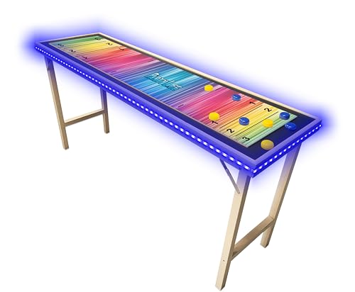 6-Foot Premium Shuffleboard Table w/Folding Legs, Pucks, and Optional LED Lights - Awesome Graphics - Choose Your Model - color: SPECTRUM, size: 6-Foot w/ LED Lights