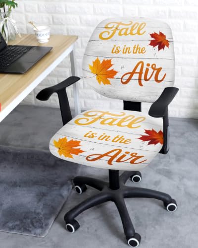 Savannan Office Chair Cover, Autumn Orange Maple Leaf Protective Stretch Elastic Universal Cover for Desk Task Chair,Computer Rotating Chair 1 Pcs Farm Vintage White Wood Board