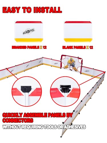 kasifei Mini Hockey Rink Set - Full Rink - Complete Indoor/Outdoor Sports Games with Steel Knee Goals, Sticks, and Ball - for Kids Ages 3 and Up