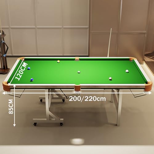 2-in-1 Pool & Ping Pong Table with Foldable Legs, Pool Table, Brass/Carbon Steel,Small Pockets for Pro Training & Family Fun - size: 200CM Carbon Steel Set