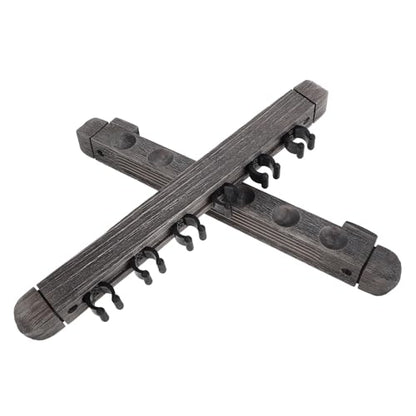 Cabilock Billiard Pool Cue Wall Mounted Holder Wooden Cue Stick Rack Silver Gray 6-cue Set for Game Room and Home Recreation