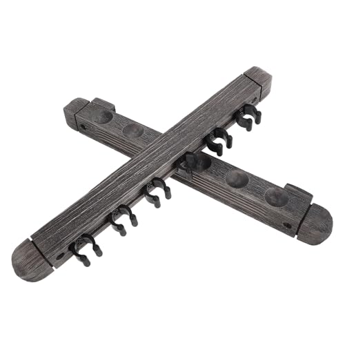 Cabilock Billiard Pool Cue Wall Mounted Holder Wooden Cue Stick Rack Silver Gray 6-cue Set for Game Room and Home Recreation
