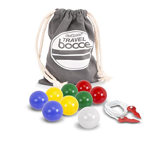 GoSports Mini Travel Size Bocce Game Set with 8 Balls, Pallino, Tote Bag and Measuring Rope - Choose Your Size - style: 40mm Mini Travel Size Bocce
