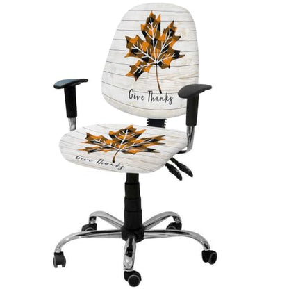 Savannan Office Chair Cover, Check Pumpkin Leaf Thanksgiving Protective Stretch Elastic Universal Cover for Desk Task Chair,Computer Rotating Chair 1 Pcs Vintage Farm Wooden Board