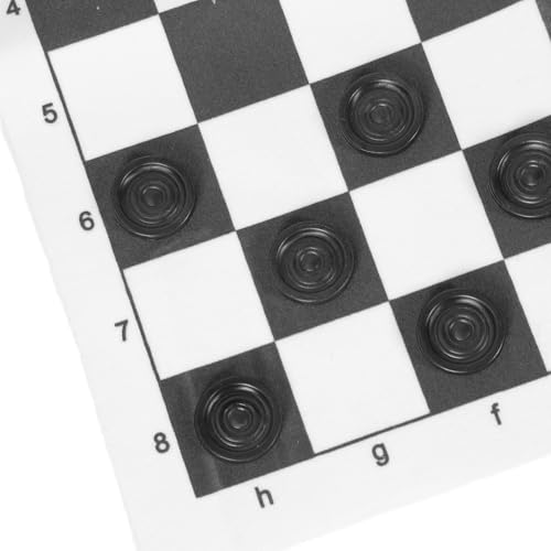 Outdoor Checkers, Folding PU Leather Camping Games Checkers Set with 24 Pieces for Kids Adults Family Picnics Parties Lawn BBQ (Black) - color: Black