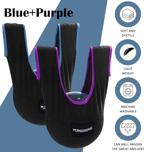 Mangrove Bowling Ball Polisher, Microfiber Bowling Towel See-Saw for Bowlers, Large Washable Bowling Shammy Seesaw, Ball Cleaner Holder Bag - color: 2-Pack/Purple+Black