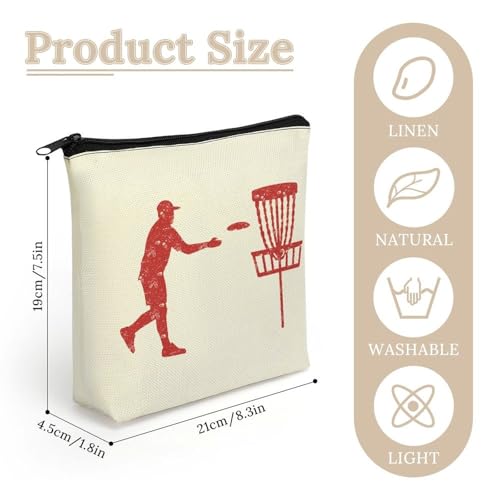 Disc Golf Icon Basket Makeup Bag Travel Cosmetic Organizer Flax Toiletry Purse Make Up Bags