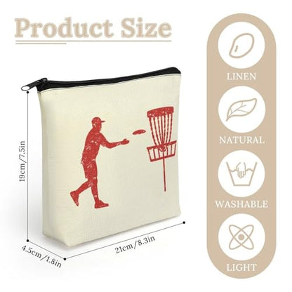 Disc Golf Icon Basket Makeup Bag Travel Cosmetic Organizer Flax Toiletry Purse Make Up Bags