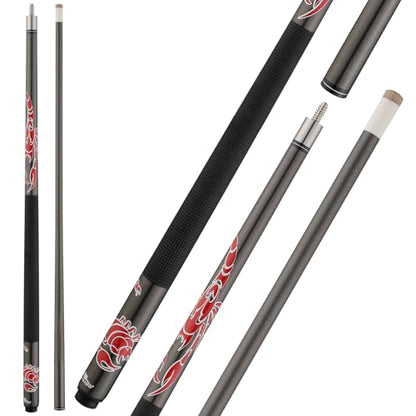 HMQQ 58" 2-Piece Fiberglass Graphite Composite Billiard Pool Cue Sticks (Several Colors Available, Weight from 19oz 21oz) - color: Grey, style: 19oz