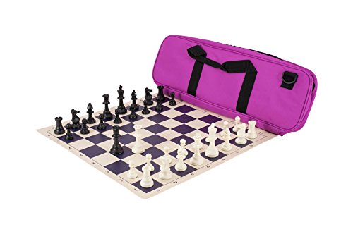Deluxe Chess Set Combination - Triple Weighted - by US Chess Federation (Neon Purple) - color: Neon Purple