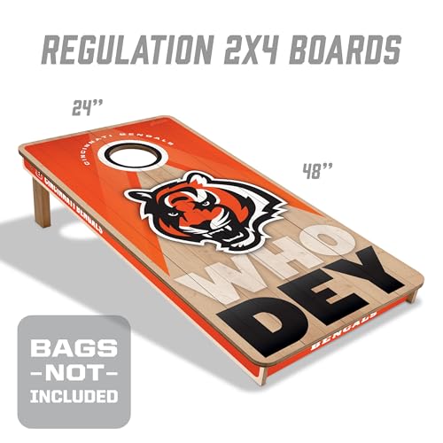 YouTheFan NFL 2' x 4' Slogan Series Professional Wood Cornhole Game - color: Cincinnati Bengals