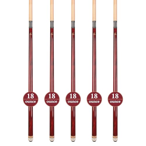 ASKA Set of Wrapless 2-Piece Billiard Pool Cue Sticks L3, 58" Hard Rock Canadian Maple, 13mm Hard Leather Tip, Choice of Colors - style: 5 Red