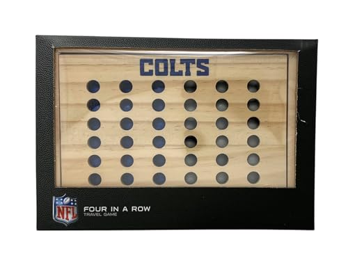 Rico Industries NFL Mini Travel Team 4 in A Row Mini Game- Wooden, Team Colors, 5.5" x 8" (Indianapolis Colts) - style: Indianapolis Colts