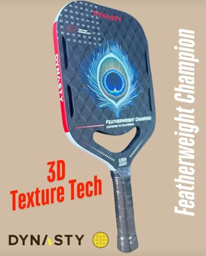 Dynasty Heavyweight/Feather T700 Triple-Layer Raw Carbon Fiber + Friction Surface 16mm Aero *Gen 3.5 All-Court Power Pickleball Paddle* / Hall of Famer 18K *Control+Spin* - color: Featherweight 3D 18K Peacock