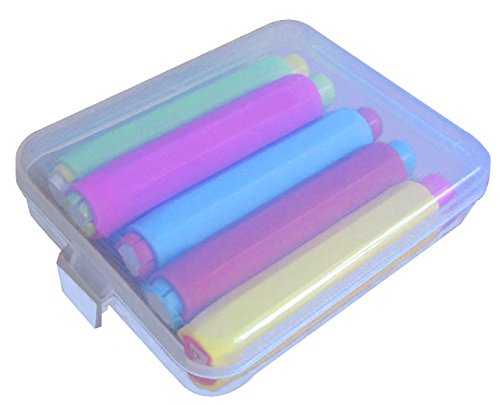 5xLunies Chalk Holder with Storage Hard Case - Blackboard Adjustable Clip Set for Teachers Kids School Office Drawing Board 3.7"x0.6" 5 Bright Color NOT Included Chalk