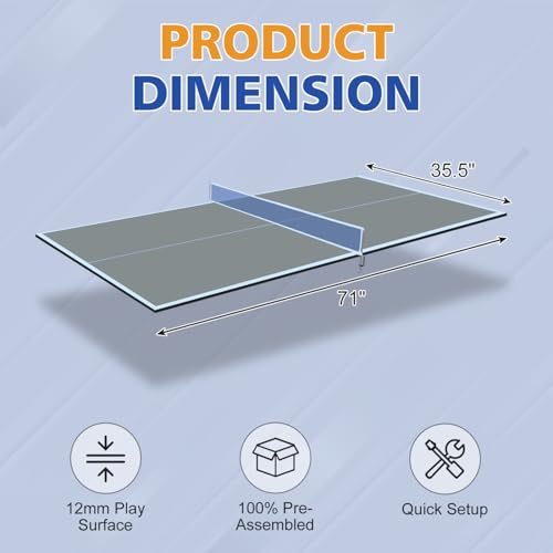 6 * 3Ft Grey Mid-Size Ping Pong Conversion Foldable & Portable Table Tennis Table for Indoor Games - Grey - Professional - Indoor Games - Fun