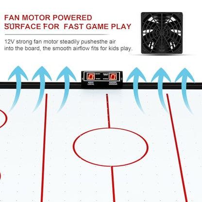 Air Hockey Table for Kids | Tabletop Air Hockey for Children, Girls, Boys, Teens with Air Hockey Pucks and Paddles, Electronic Fans - color: Orange/Black