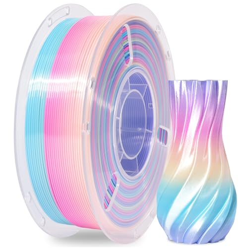 RAMBERY Rainbow Silk PLA 3D Printer Filament Shiny Fast Color Change PLA Filament Neatly Wound 3D Printing Filament, 1.75mm 1kg(2.2lb) - color: A-silk Rainbow Ice Cream, size: 1kg