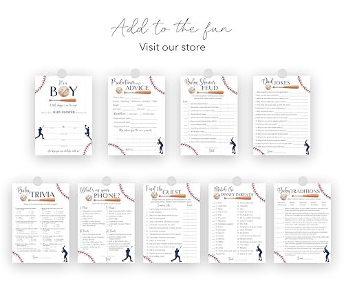 BASEBALL Baby Shower Games — WHAT'S ON YOUR PHONE Baby Shower Game — Pack of 25, Rustic Sports Theme Navy Blue BOY, Little Slugger Shower Activity Gender Neutral Reveal Party G900-PHN