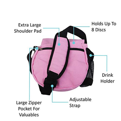 Kestrel Black Disc Golf Bag - Fits 6-10 Golf Discs + Bottle - For Beginner & Advanced Golfers - Extremely Durable Canvas - Frisbee Golf Bag - Small Sling/Shoulder Disc Golf Bag For Men & Women - color: Pink