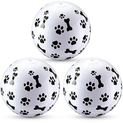 3 Pcs 12 Inch Inflatable Dog Paw Print Beach Balls for Kids Dog Pet Theme Birthday Party Favor Decorations Pool Toy PVC Beach Ball - style: Dog Paw