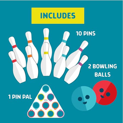 Chuckle & Roar 10-Pin Kids Bowling Set with Pin Pal – Indoor Active Game for Family Game Night, Easy Setup & Cleanup, Color & Number Learning Toy, Ages 3+