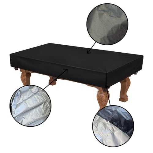 Pool Table Cover 8ft - Waterproof 600D Oxford Billiard Table Cover, Dustproof Air Hockey Table Protector with Drawstring & Buckle, Black