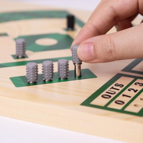 Baseball Board Game,Baseball Dice Board Game,Solid Wood 15mm Thick,12 Pieces and Dice,Markers,Manual Included,Portable,Perfect for Home Party,Family Night,Road Trip