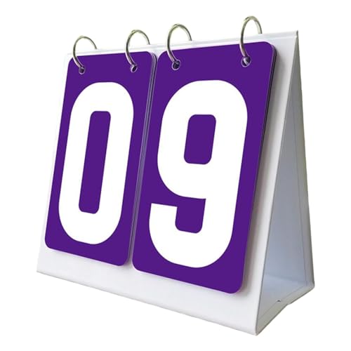 harayaa Sports Scoreboard Folding Tabletop Flip Number Board 2 Digit Portable Scorekeeper PVC Water Resistant Suitable for Volleyball Tennis Baseball Coaches - color: Purple