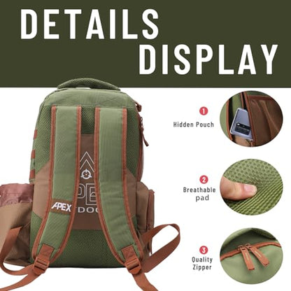 Disc Golf Bag, Large Disc Golf Backpack Holds Over 21 Discs, Durable & Lightweight with Multiple Storage Pockets - color: Green