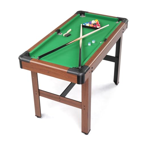 PEXMOR 48" Pool Table, Billiard Game Table for Kids and Adults, Mini Pool Table Set Indoor & Outdoor for Game Room Family with Balls, Cues, Chalk, Brush and Triangle - color: Green