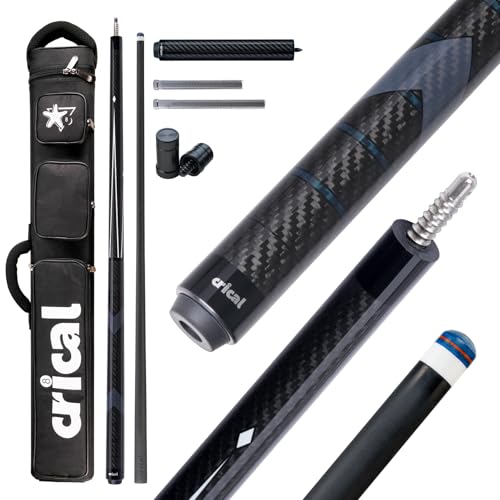 CRICAL Carbon Fiber Pool Cue Stick 58" Billiard Cue Sticks Professional Low Deflection Pool Sticks with 3/8 * 8 Pin Joint and 12.5mm Tip - color: 020-CL01 set